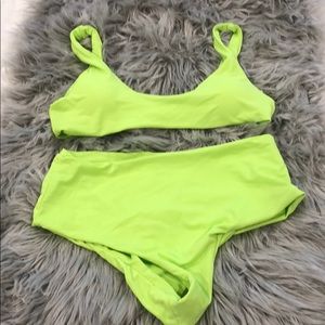 Neon green high waisted bikini